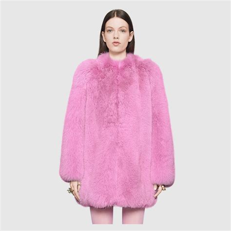 gucci pink fur jacket|Gucci raincoat women's.